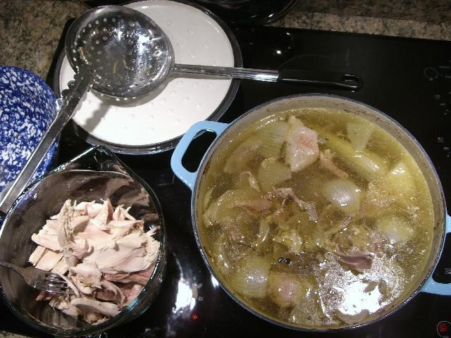 Chicken Bones Cooking after Meat is Removed.